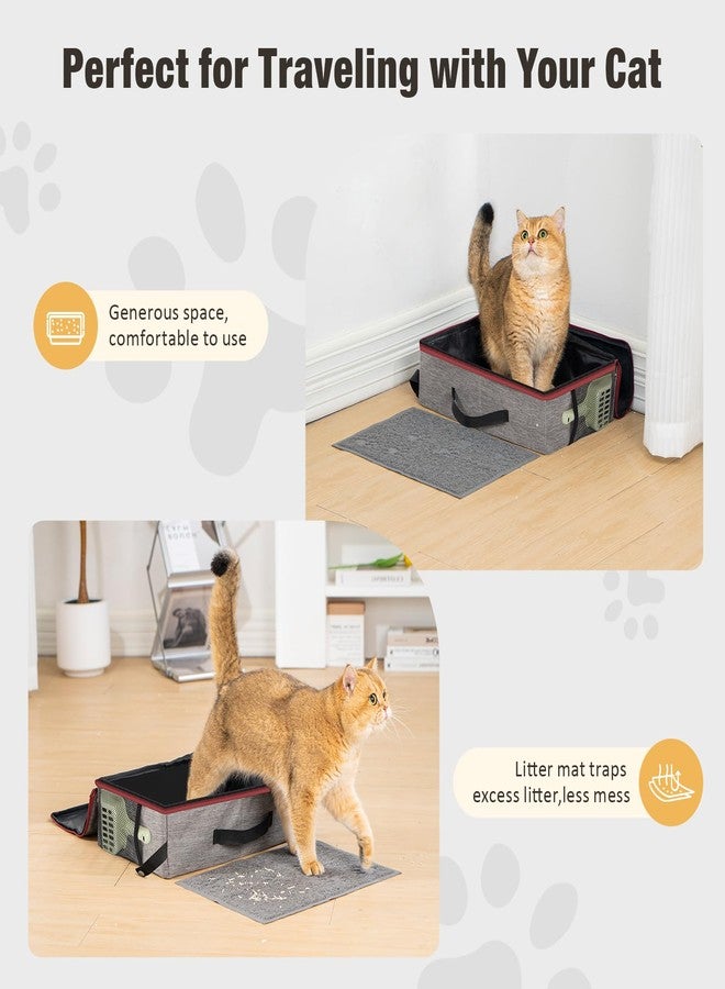 Avont Portable Travel Litter Box for Cats, Waterproof Leak-Proof Foldable Collapsible Kitty Box with Zipped Lid, Mat and Scoop, Easy to Carry Ideal for Hotels Cars -M - Image 3